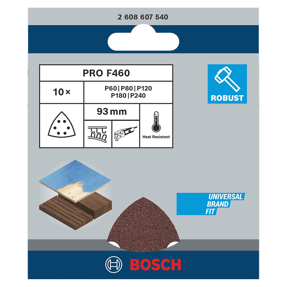 Kit com 10 Folhas de Lixa Delta PRO F460 93mm Bosch 76333_0